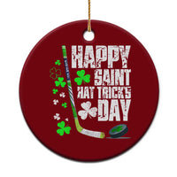 St. Patrick's Day Ice Hockey Ceramic Ornament Happy Saint Hat Trick's Lucky Shamrocks - Wonder Print Shop