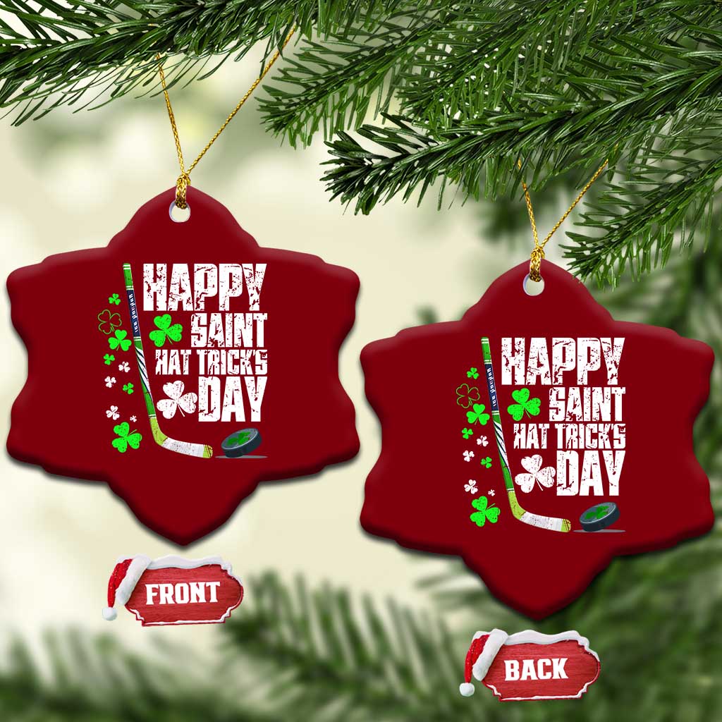 St. Patrick's Day Ice Hockey Ceramic Ornament Happy Saint Hat Trick's Lucky Shamrocks - Wonder Print Shop