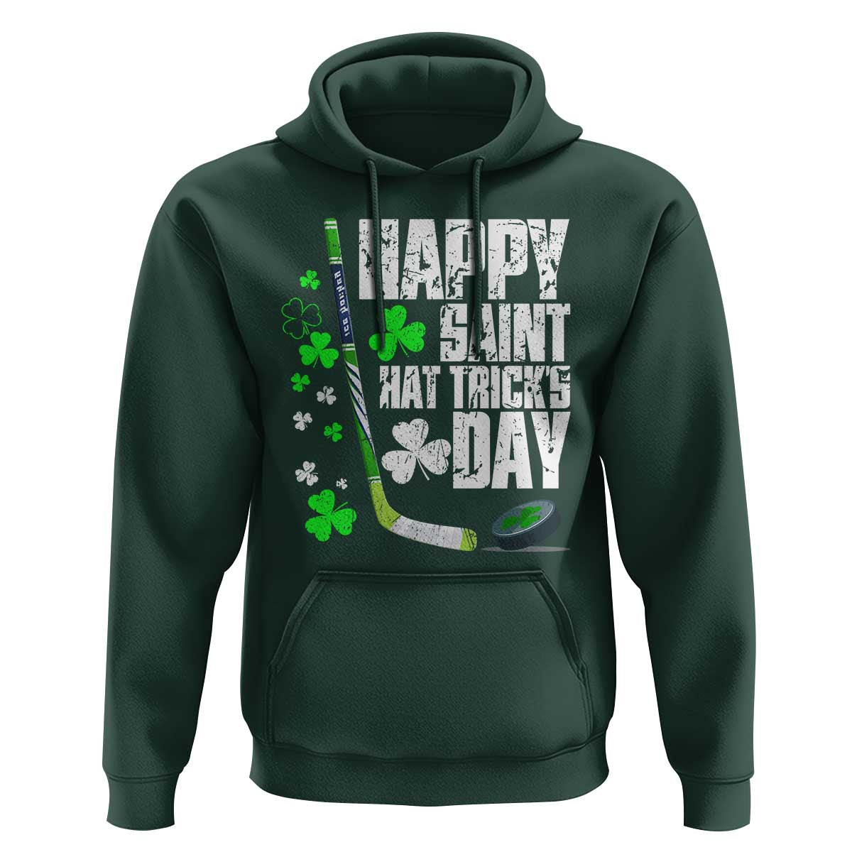 St. Patrick's Day Ice Hockey Hoodie Happy Saint Hat Trick's Lucky Shamrocks