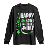 St. Patrick's Day Ice Hockey Long Sleeve Shirt Happy Saint Hat Trick's Lucky Shamrocks