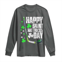 St. Patrick's Day Ice Hockey Long Sleeve Shirt Happy Saint Hat Trick's Lucky Shamrocks