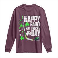 St. Patrick's Day Ice Hockey Long Sleeve Shirt Happy Saint Hat Trick's Lucky Shamrocks
