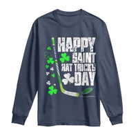 St. Patrick's Day Ice Hockey Long Sleeve Shirt Happy Saint Hat Trick's Lucky Shamrocks