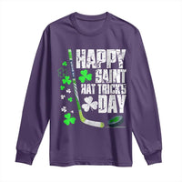 St. Patrick's Day Ice Hockey Long Sleeve Shirt Happy Saint Hat Trick's Lucky Shamrocks