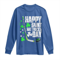 St. Patrick's Day Ice Hockey Long Sleeve Shirt Happy Saint Hat Trick's Lucky Shamrocks