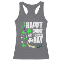 St. Patrick's Day Ice Hockey Racerback Tank Top Happy Saint Hat Trick's Lucky Shamrocks