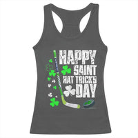 St. Patrick's Day Ice Hockey Racerback Tank Top Happy Saint Hat Trick's Lucky Shamrocks