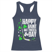 St. Patrick's Day Ice Hockey Racerback Tank Top Happy Saint Hat Trick's Lucky Shamrocks