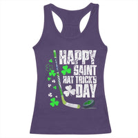 St. Patrick's Day Ice Hockey Racerback Tank Top Happy Saint Hat Trick's Lucky Shamrocks