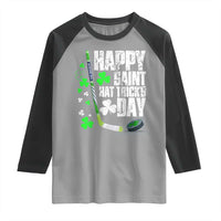 St. Patrick's Day Ice Hockey Raglan Shirt Happy Saint Hat Trick's Lucky Shamrocks