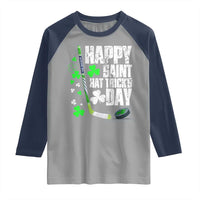 St. Patrick's Day Ice Hockey Raglan Shirt Happy Saint Hat Trick's Lucky Shamrocks