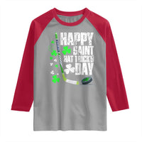 St. Patrick's Day Ice Hockey Raglan Shirt Happy Saint Hat Trick's Lucky Shamrocks