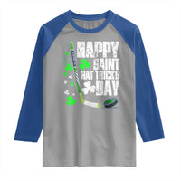 St. Patrick's Day Ice Hockey Raglan Shirt Happy Saint Hat Trick's Lucky Shamrocks