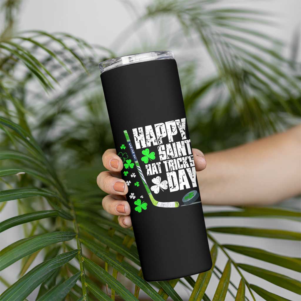 St. Patrick's Day Ice Hockey Skinny Tumbler Happy Saint Hat Trick's Lucky Shamrocks