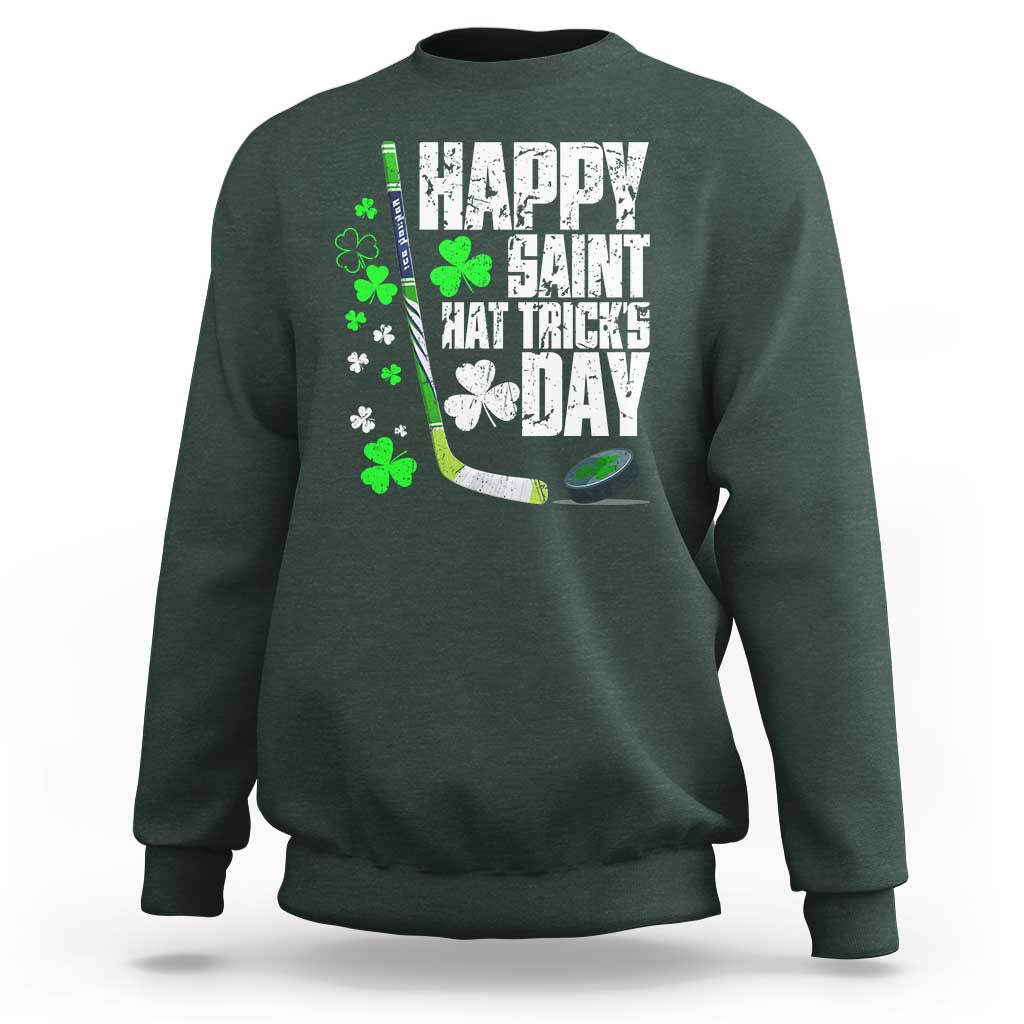 St. Patrick's Day Ice Hockey Sweatshirt Happy Saint Hat Trick's Lucky Shamrocks