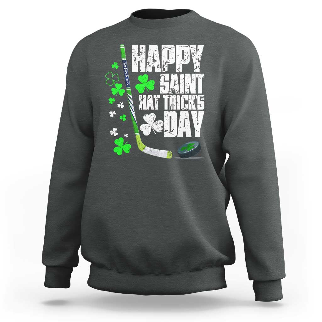 St. Patrick's Day Ice Hockey Sweatshirt Happy Saint Hat Trick's Lucky Shamrocks