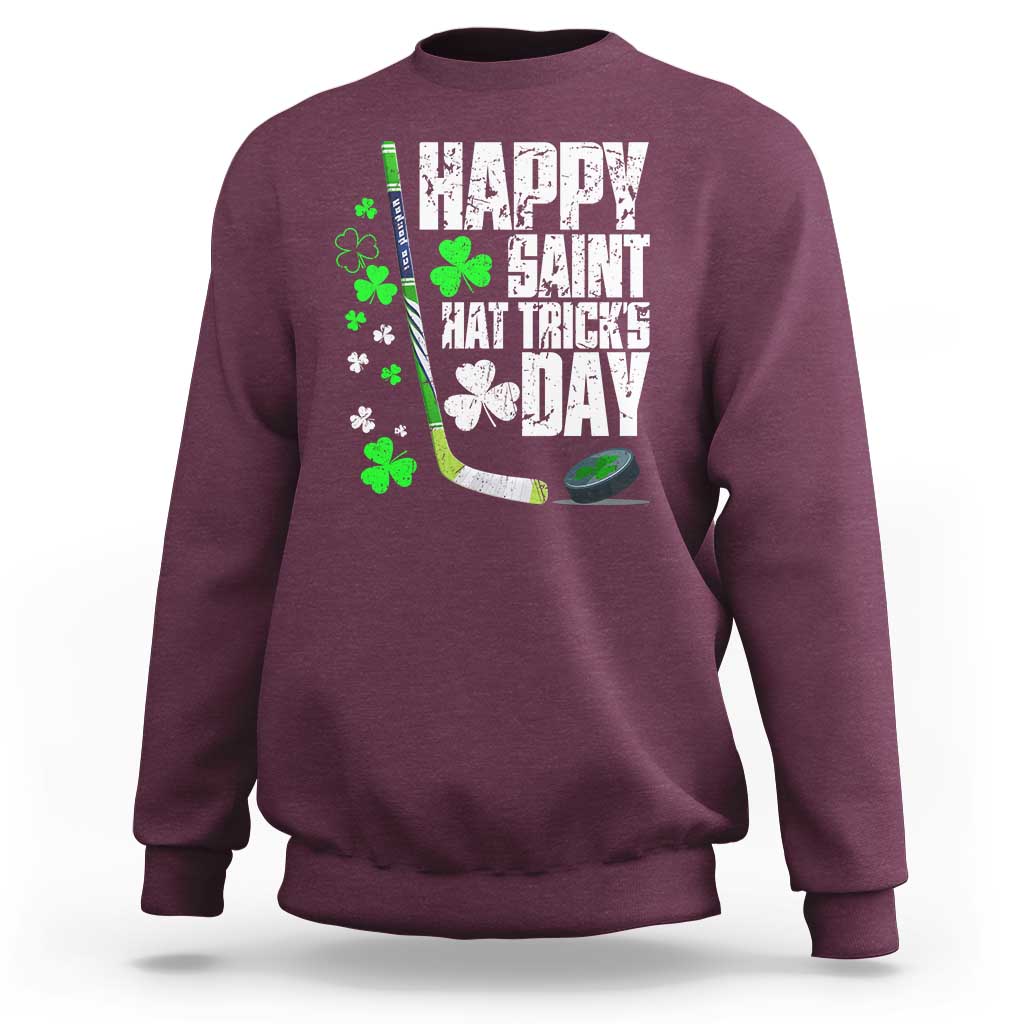 St. Patrick's Day Ice Hockey Sweatshirt Happy Saint Hat Trick's Lucky Shamrocks