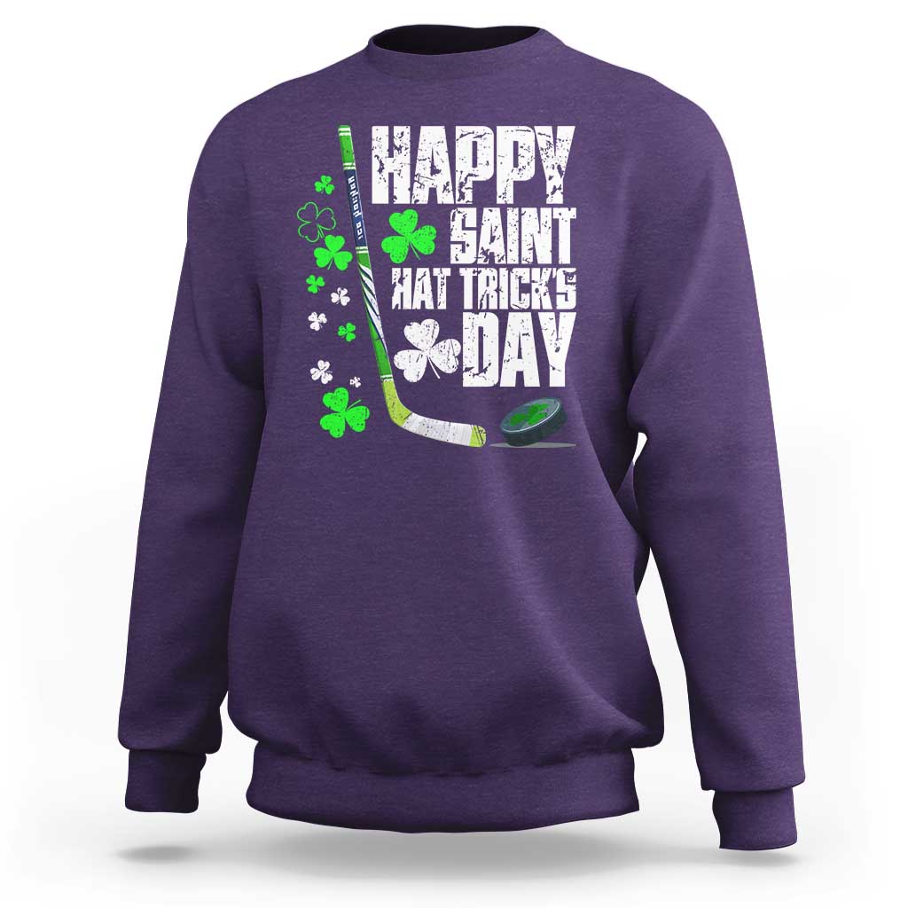 St. Patrick's Day Ice Hockey Sweatshirt Happy Saint Hat Trick's Lucky Shamrocks
