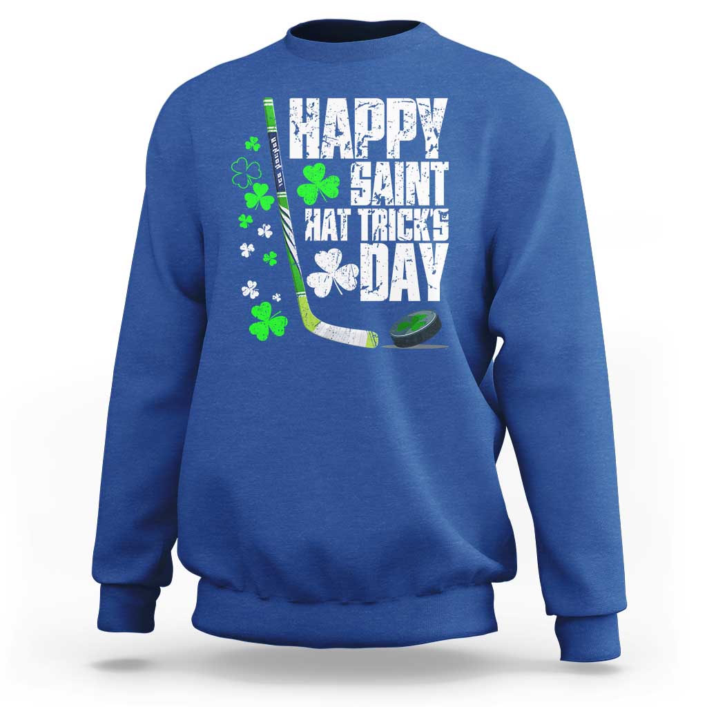 St. Patrick's Day Ice Hockey Sweatshirt Happy Saint Hat Trick's Lucky Shamrocks