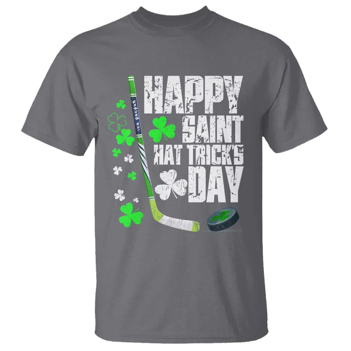 St. Patrick's Day Ice Hockey T Shirt Happy Saint Hat Trick's Lucky Shamrocks