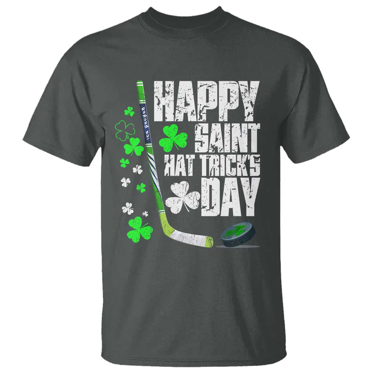 St. Patrick's Day Ice Hockey T Shirt Happy Saint Hat Trick's Lucky Shamrocks
