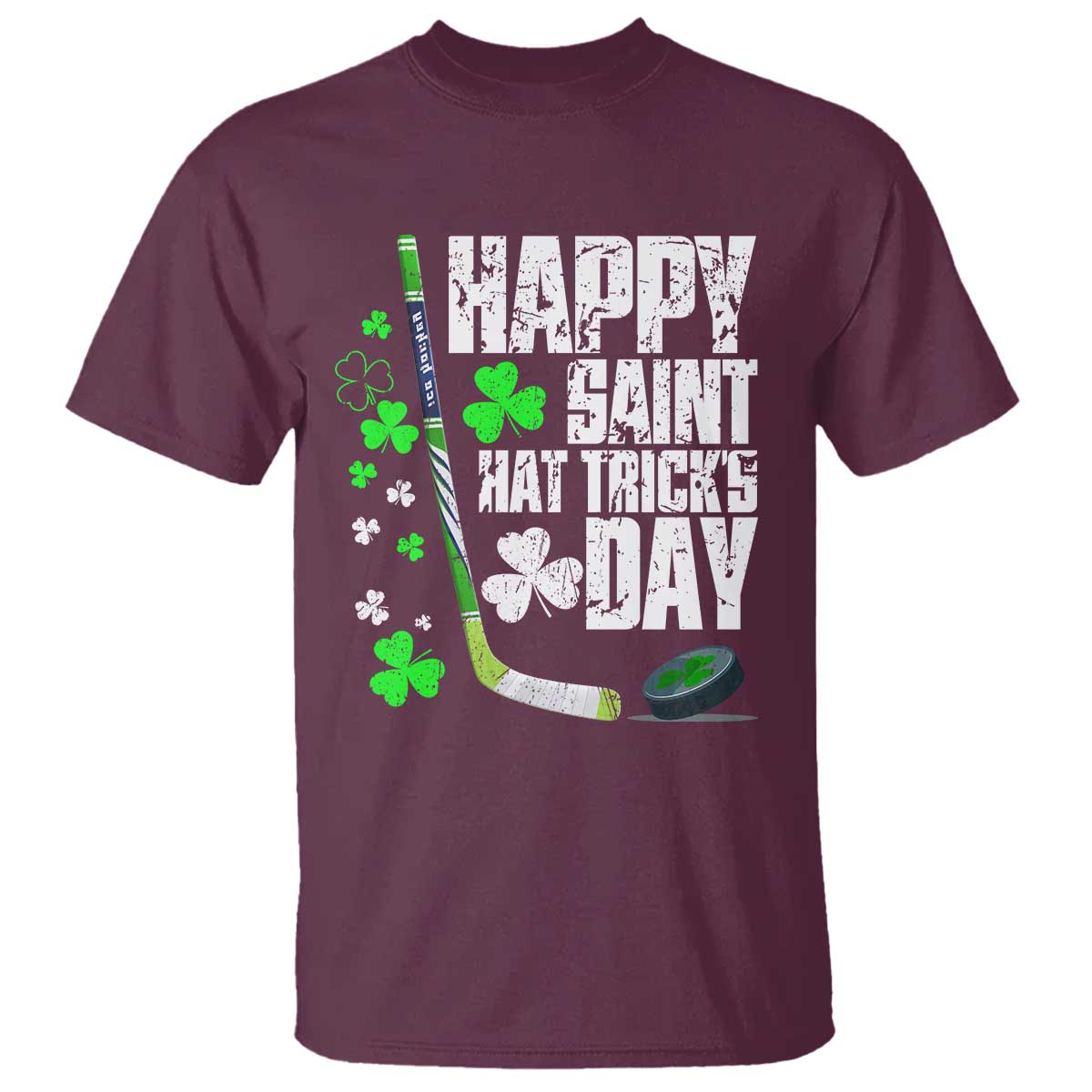 St. Patrick's Day Ice Hockey T Shirt Happy Saint Hat Trick's Lucky Shamrocks