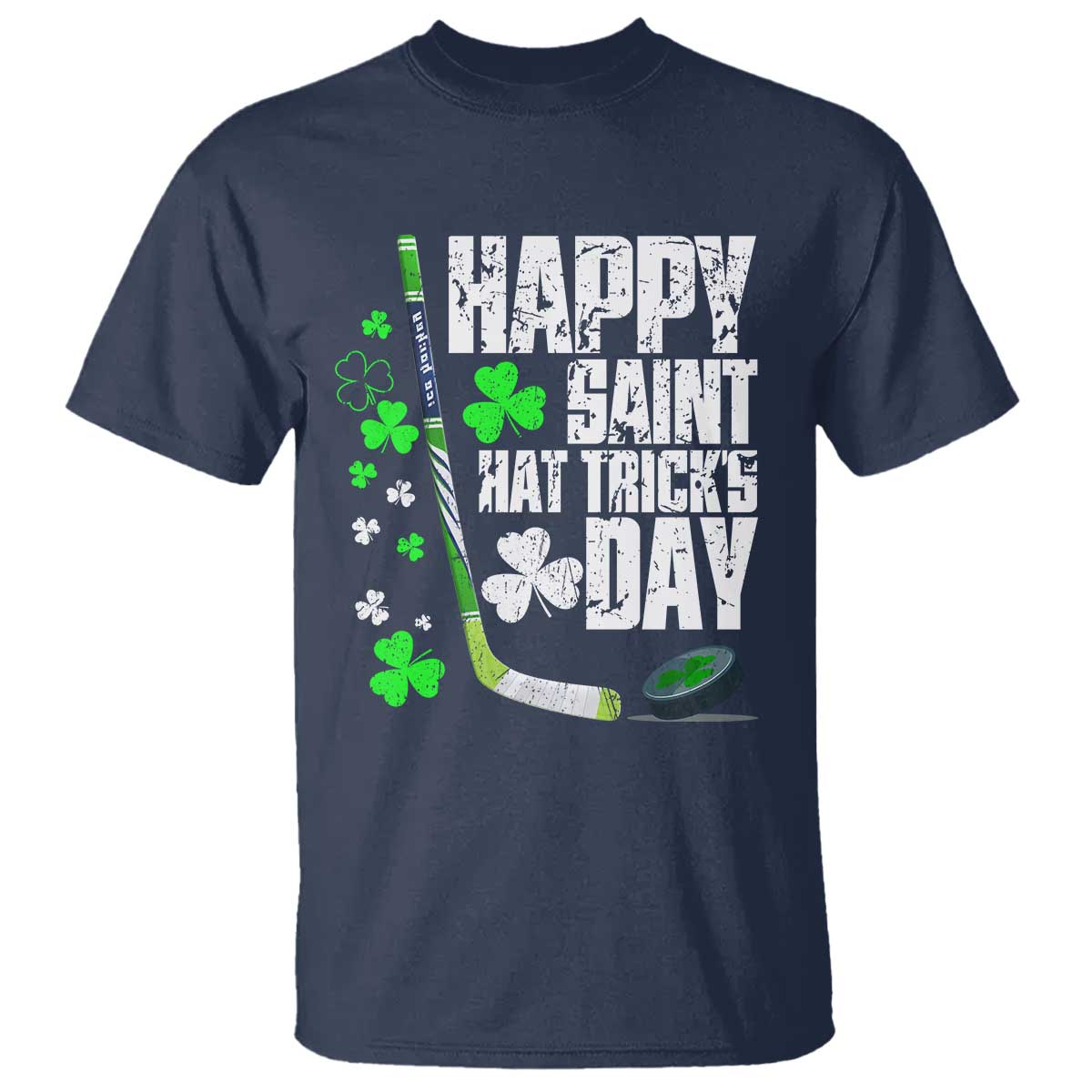 St. Patrick's Day Ice Hockey T Shirt Happy Saint Hat Trick's Lucky Shamrocks