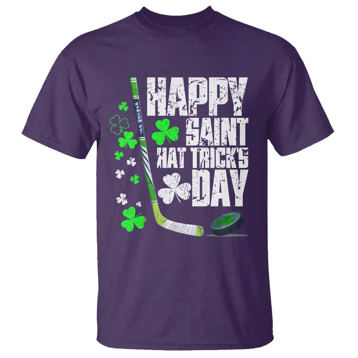St. Patrick's Day Ice Hockey T Shirt Happy Saint Hat Trick's Lucky Shamrocks