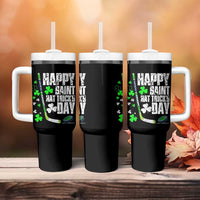 St. Patrick's Day Ice Hockey Tumbler With Handle Happy Saint Hat Trick's Lucky Shamrocks