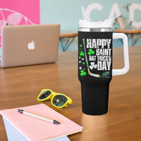 St. Patrick's Day Ice Hockey Tumbler With Handle Happy Saint Hat Trick's Lucky Shamrocks