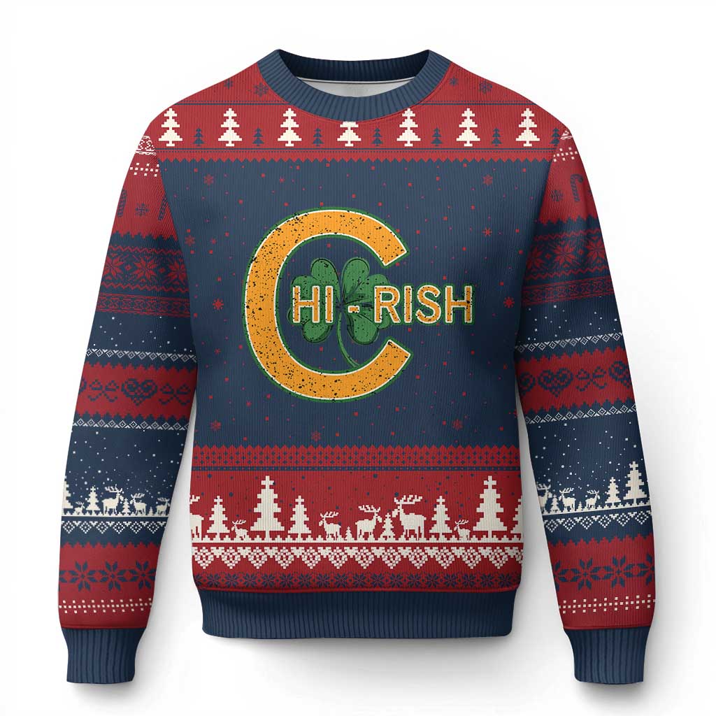 Chicago Irish Chirish Ugly Christmas Sweater Happy Saint Patrick's Day Lucky Shamrock - Wonder Print Shop