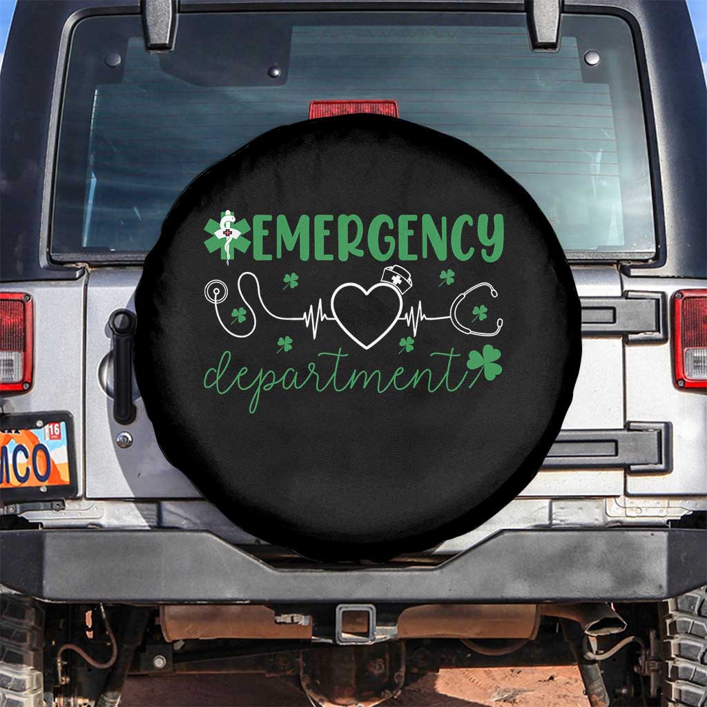 Funny St Patricks Day ER Nurse Spare Tire Cover Emergency Department Lucky Shamrocks