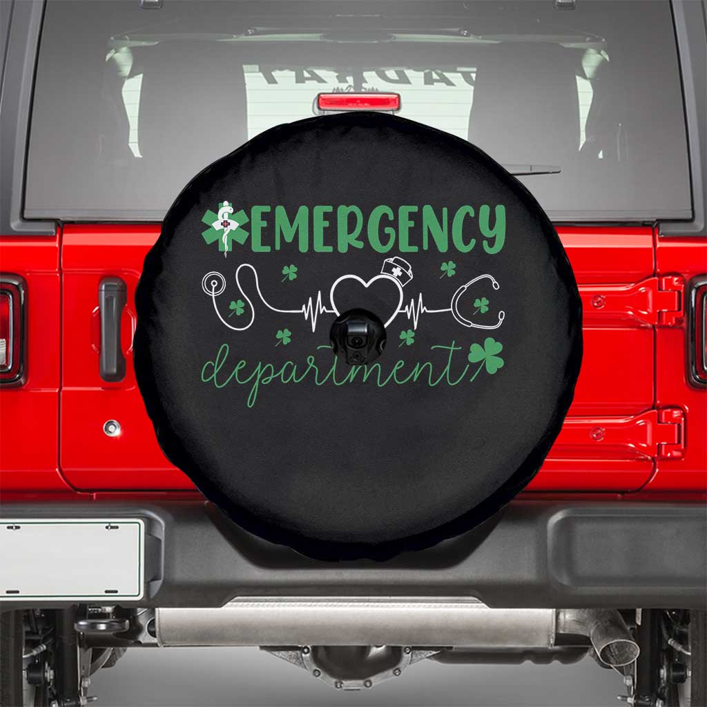 Funny St Patricks Day ER Nurse Spare Tire Cover Emergency Department Lucky Shamrocks