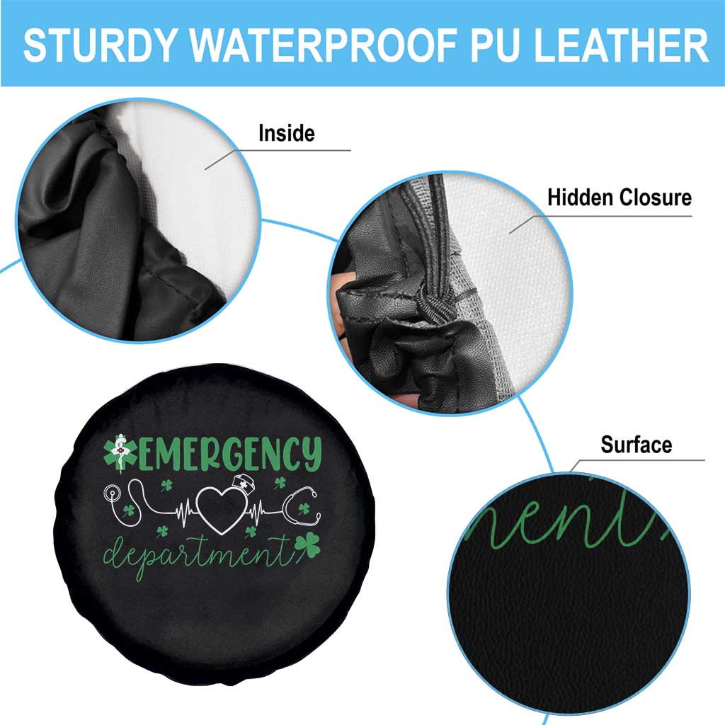 Funny St Patricks Day ER Nurse Spare Tire Cover Emergency Department Lucky Shamrocks