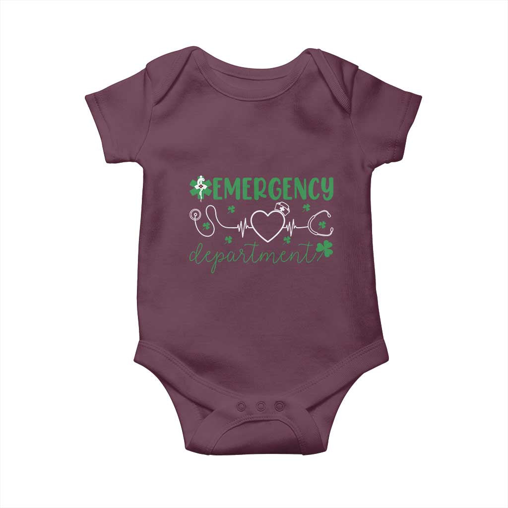 Funny St Patricks Day ER Nurse Baby Onesie Emergency Department Lucky Shamrocks