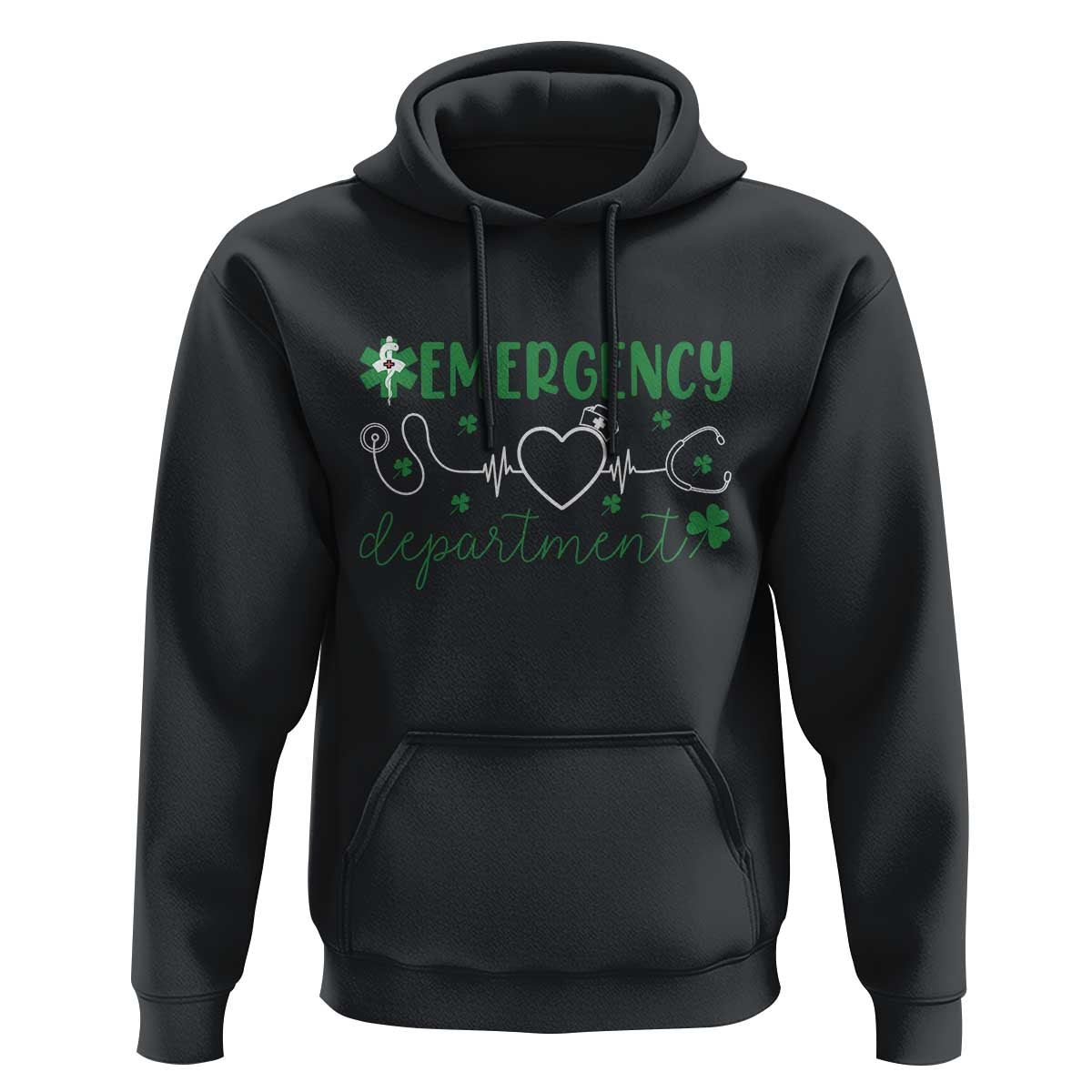 Funny St Patricks Day ER Nurse Hoodie Emergency Department Lucky Shamrocks