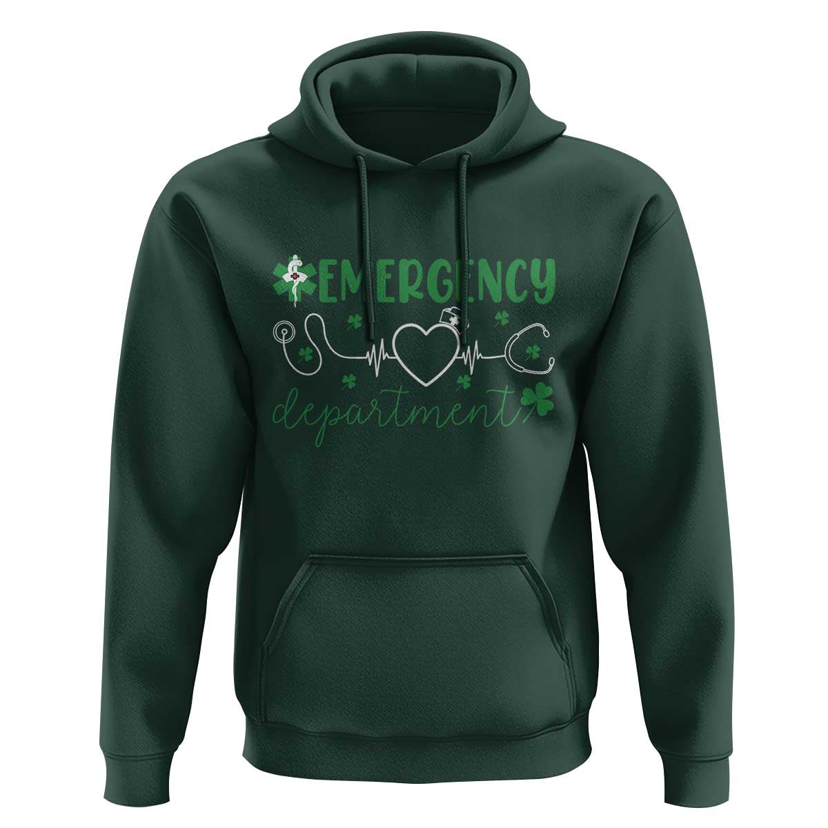 Funny St Patricks Day ER Nurse Hoodie Emergency Department Lucky Shamrocks