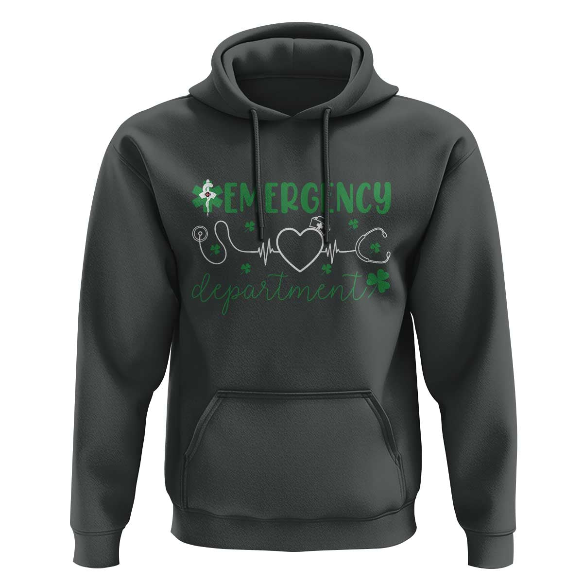 Funny St Patricks Day ER Nurse Hoodie Emergency Department Lucky Shamrocks