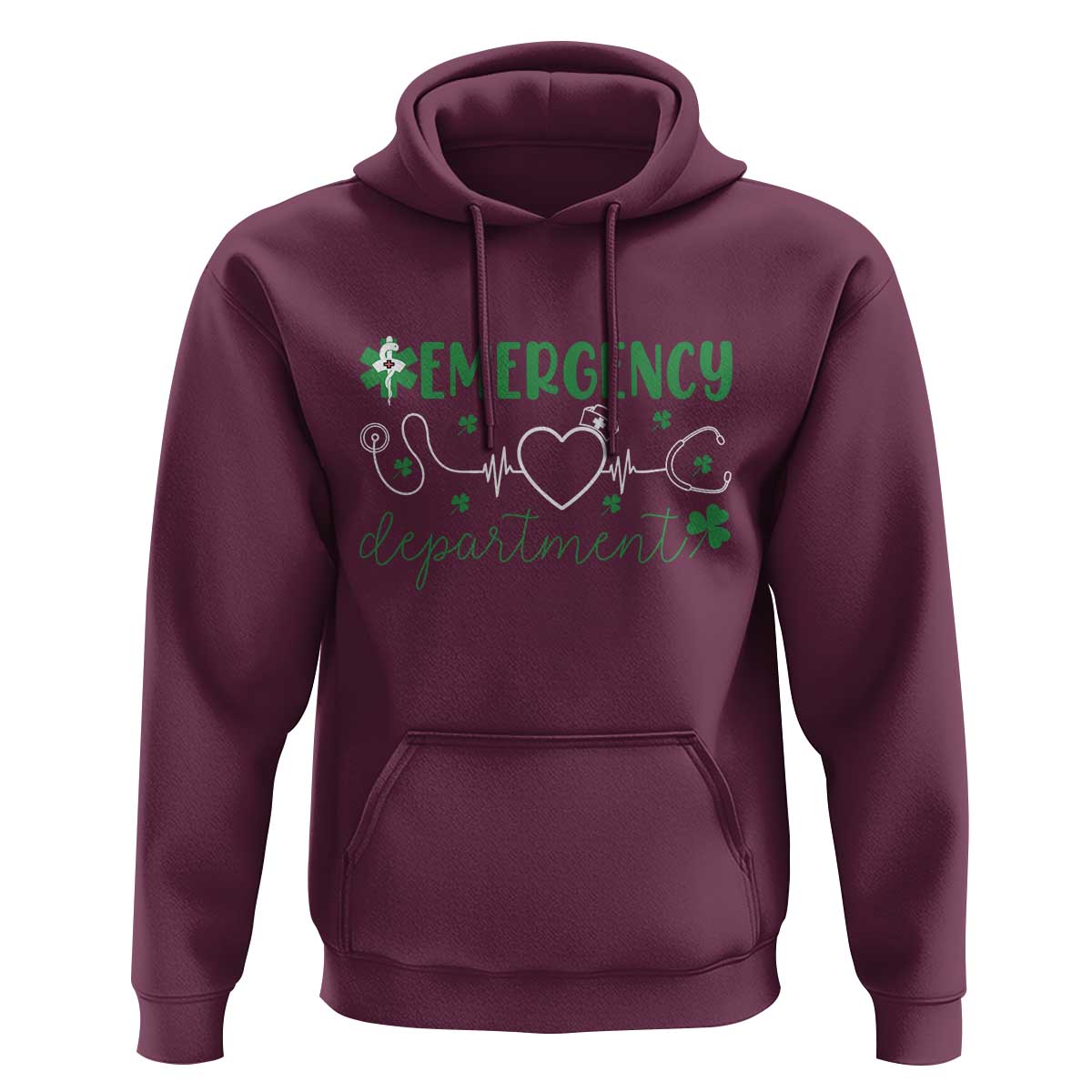 Funny St Patricks Day ER Nurse Hoodie Emergency Department Lucky Shamrocks