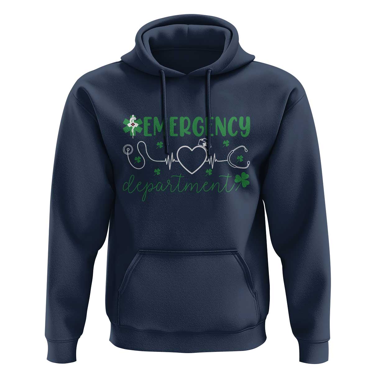 Funny St Patricks Day ER Nurse Hoodie Emergency Department Lucky Shamrocks