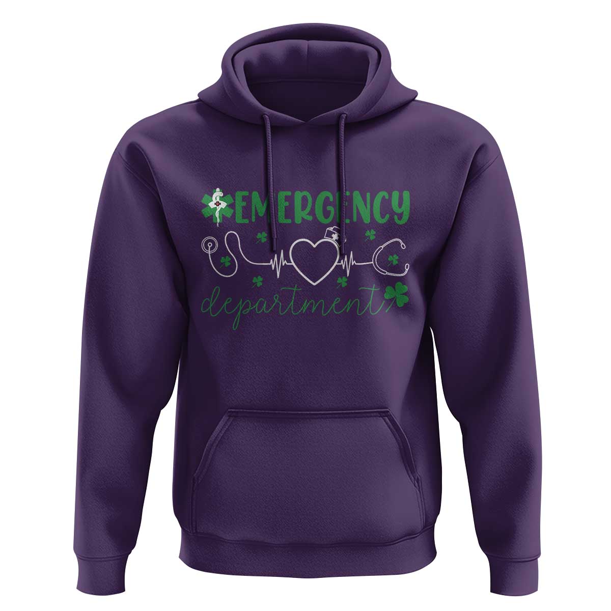 Funny St Patricks Day ER Nurse Hoodie Emergency Department Lucky Shamrocks