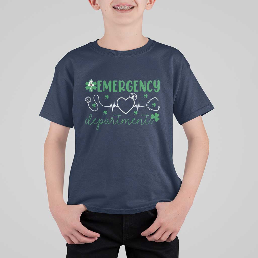 Funny St Patricks Day ER Nurse T Shirt For Kid Emergency Department Lucky Shamrocks