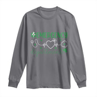 Funny St Patricks Day ER Nurse Long Sleeve Shirt Emergency Department Lucky Shamrocks