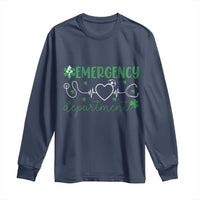 Funny St Patricks Day ER Nurse Long Sleeve Shirt Emergency Department Lucky Shamrocks