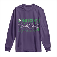 Funny St Patricks Day ER Nurse Long Sleeve Shirt Emergency Department Lucky Shamrocks