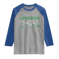 Funny St Patricks Day ER Nurse Raglan Shirt Emergency Department Lucky Shamrocks