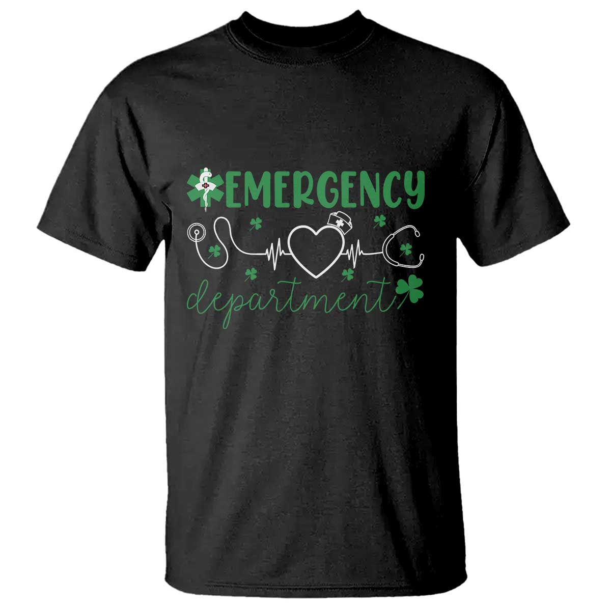Funny St Patricks Day ER Nurse T Shirt Emergency Department Lucky Shamrocks