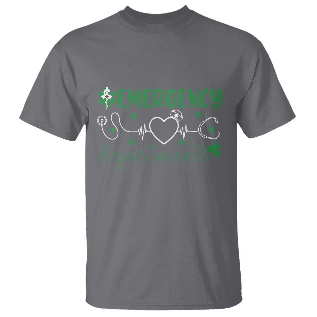 Funny St Patricks Day ER Nurse T Shirt Emergency Department Lucky Shamrocks