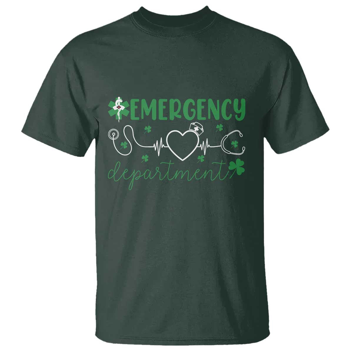 Funny St Patricks Day ER Nurse T Shirt Emergency Department Lucky Shamrocks
