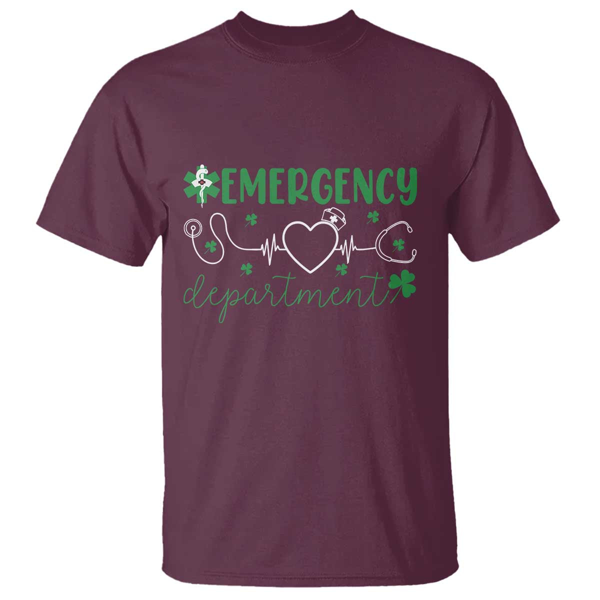 Funny St Patricks Day ER Nurse T Shirt Emergency Department Lucky Shamrocks